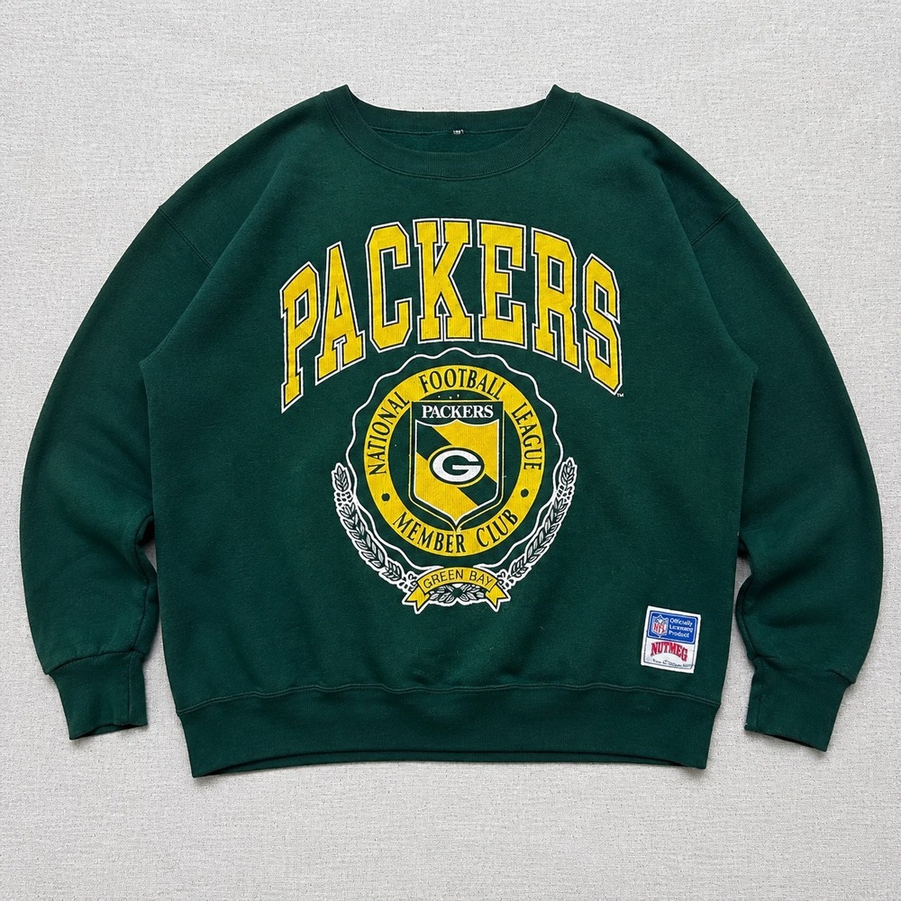 Vintage 90s Nutmeg Mills Green Bay Packers Sweatshirt Size L Made in USA